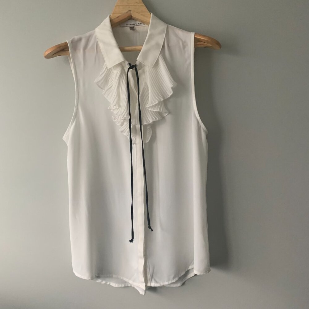 Fourteenth Place sleeveless white blouse